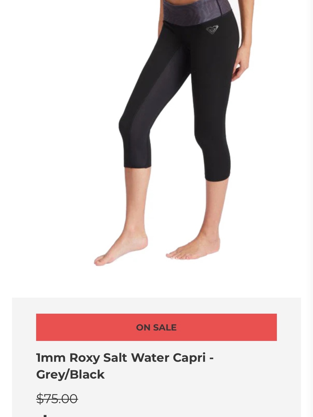 EUC Roxy Wetsuit Capri Leggings Black Surf Swim 1mm Cropped Activewear Saltwater - Picture 3 of 12